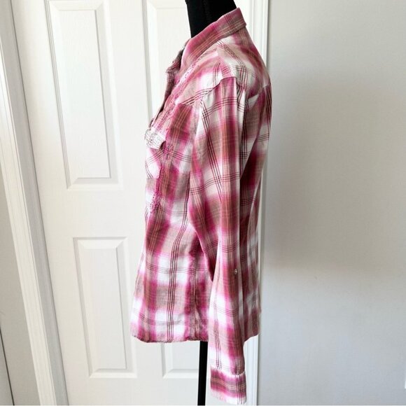 Panhandle Slim Embroidered Rhinestones Plaid  Western Shirt - Picture 2 of 14